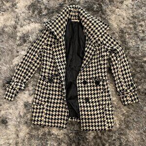American Rag Women's Small Pea Coat Jacket Black White Wool Blend